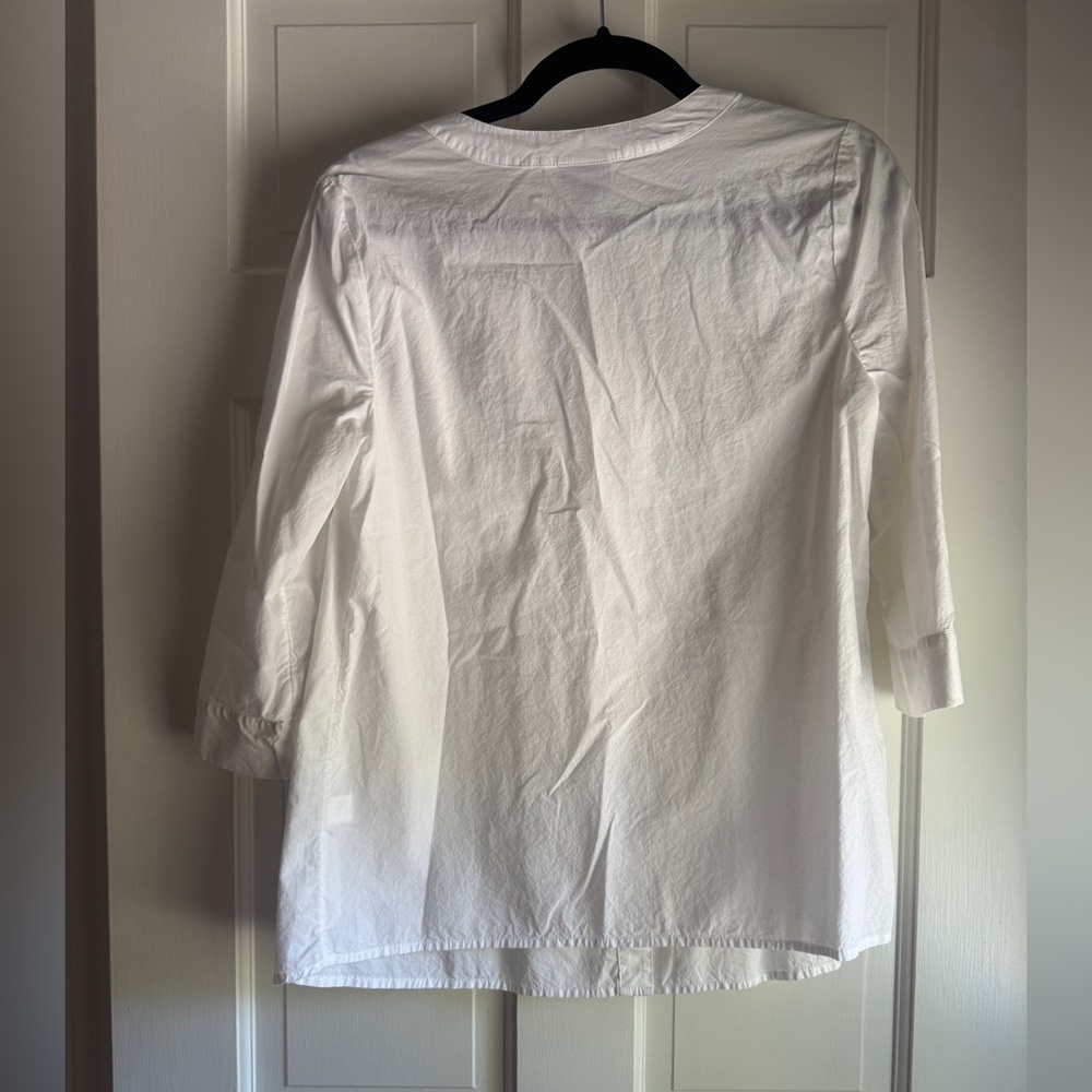 J. Jill 100% Cotton White Pintuck Button Up Blouse - Picture 5 of 6